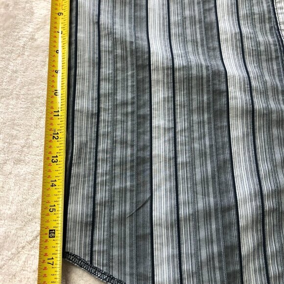 AGE of Wisdom Grey & Blue Striped Pearl Snap Button Down Shirt Size Small - Picture 7 of 8